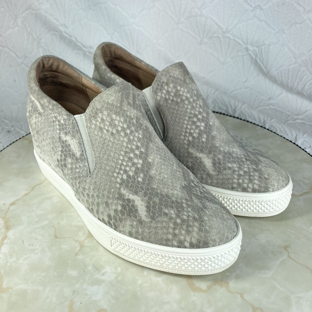 Caslon Allie Suede Snakeskin Slip-On Hidden Wedge Shoes Womens 6.5 Grey Sneakers